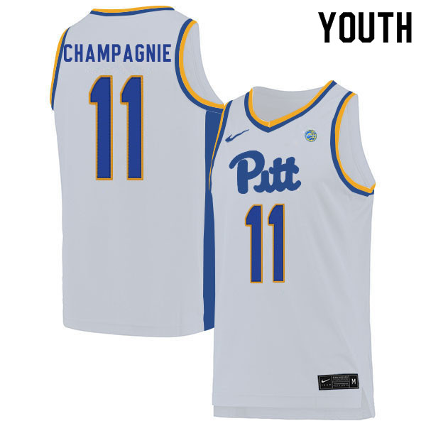 Youth #11 Justin Champagnie Pitt Panthers College Basketball Jerseys Sale-White - Click Image to Close